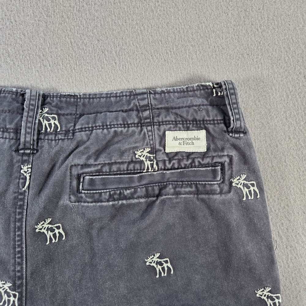 Abercrombie & Fitch Mens 33 Grey Moose Print Heavyweight Cotton Chino Shorts - Picture 8 of 9